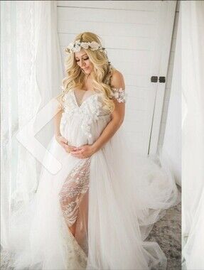 Ethereal White Lace Maternity Gown
